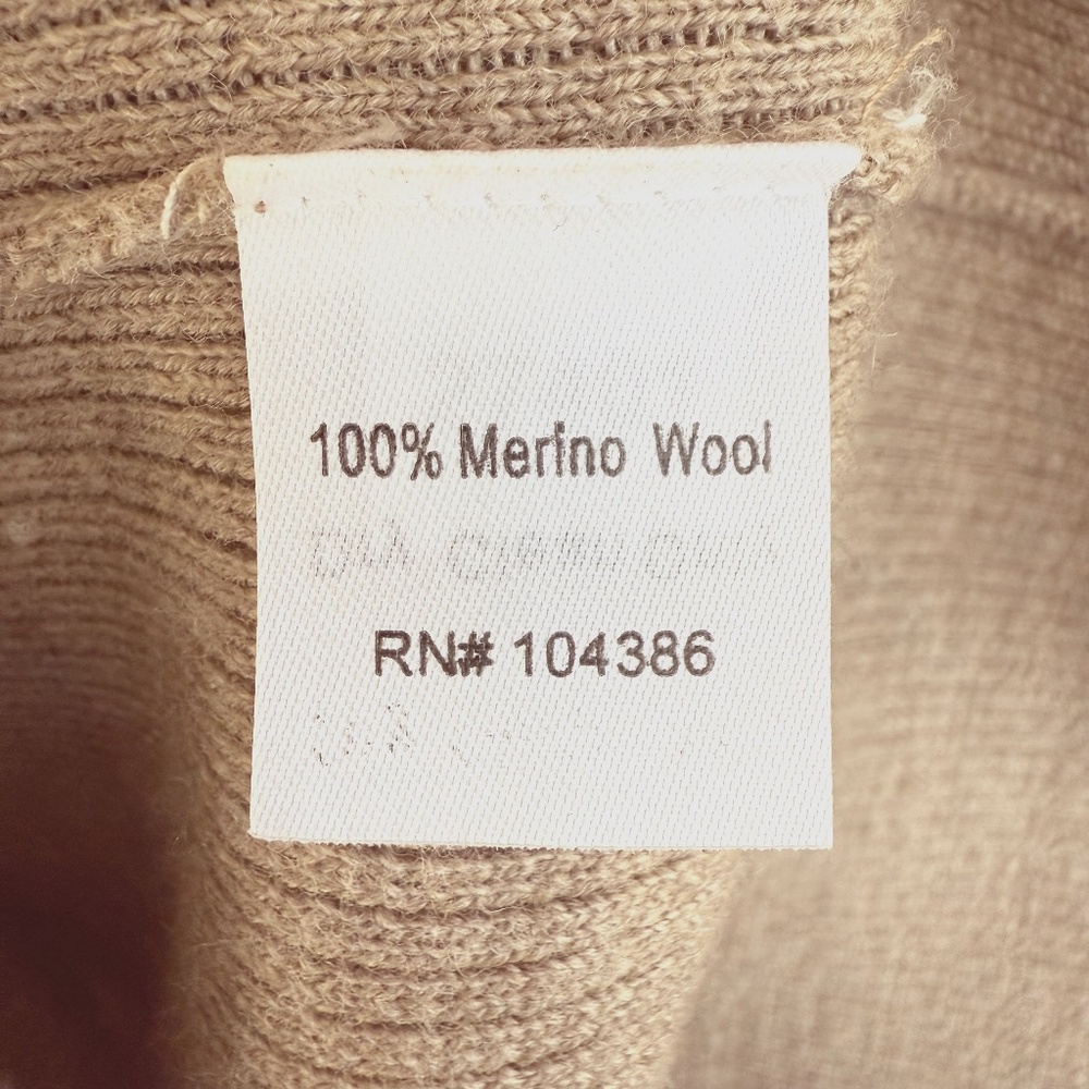 Garnet Hill Merino Wool Ribbed Turtleneck Sweater Dress XS Taupe Beige - Picture 5 of 6
